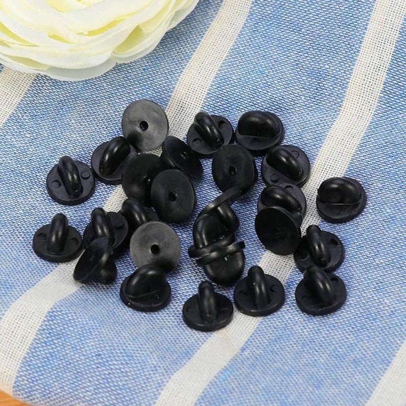KASBEE Rubber Pin Backs, 50PCS Lapel Pin Backs, Pin Safety Backs for Brooch Tie Hat Badge Insignia, Black - Image 1